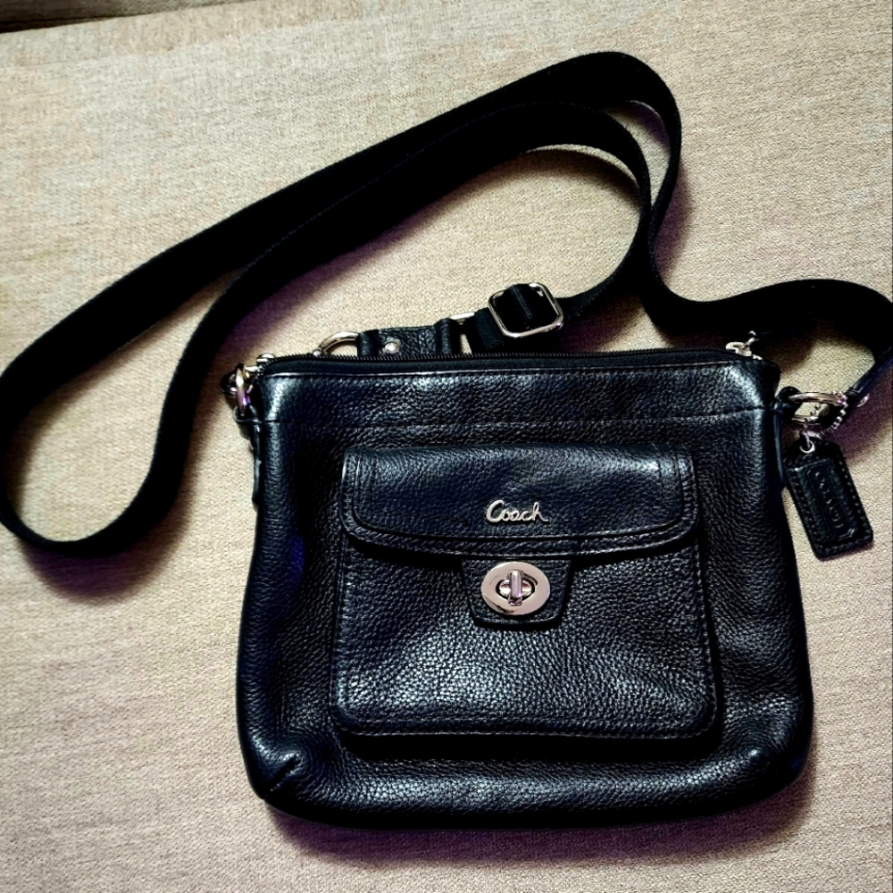 Coach black pebbled leather crossbody